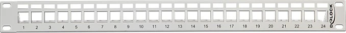 DeLOCK Patchpanel für RJ-45 Keystone Module, 19" , 24-Port, 1HE, 19", 1HE, grau