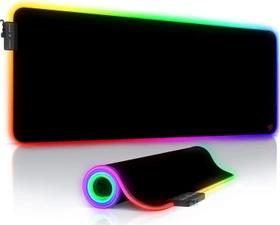 Titanwolf Icon Red Lightning RGB Gaming XXL Mauspad, 800x300mm, schwarz