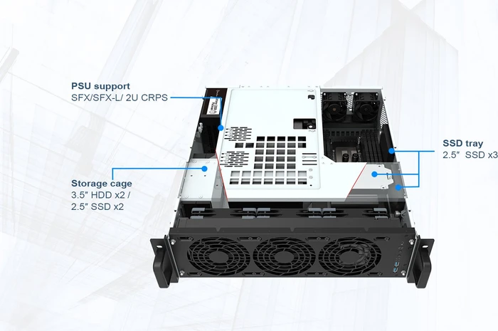 SilverStone RM32, Rackmount Server, schwarz/grau, 3HE, SFX-L