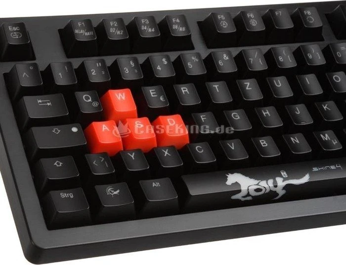 Ducky Shine 4 schwarz, LEDs rot/blau, MX BLUE, USB, DE