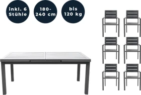 Home Deluxe Calido Madera Gartenmöbel-Set anthrazit, 7-tlg.