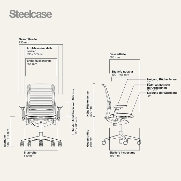 Steelcase Think Bürostuhl mit Armlehnen, schwarz