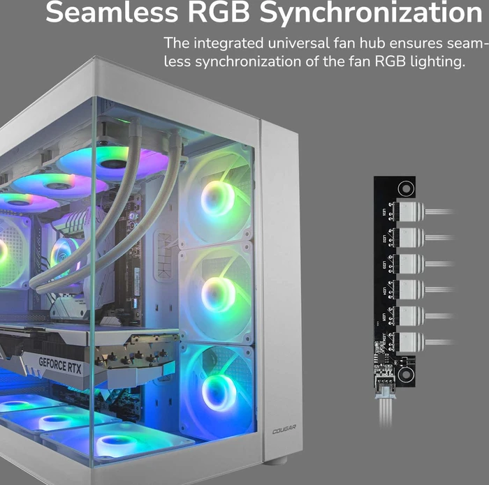 Cougar FV150 RGB White, weiß, Glasfenster