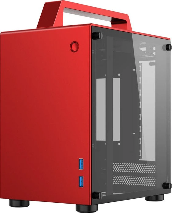 Jonsbo T8, rot, Glasfenster, Mini-ITX
