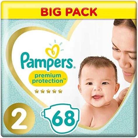 Pampers Premium Protection New Baby Gr.2 Einwegwindel, 3-6kg, 68 Stück