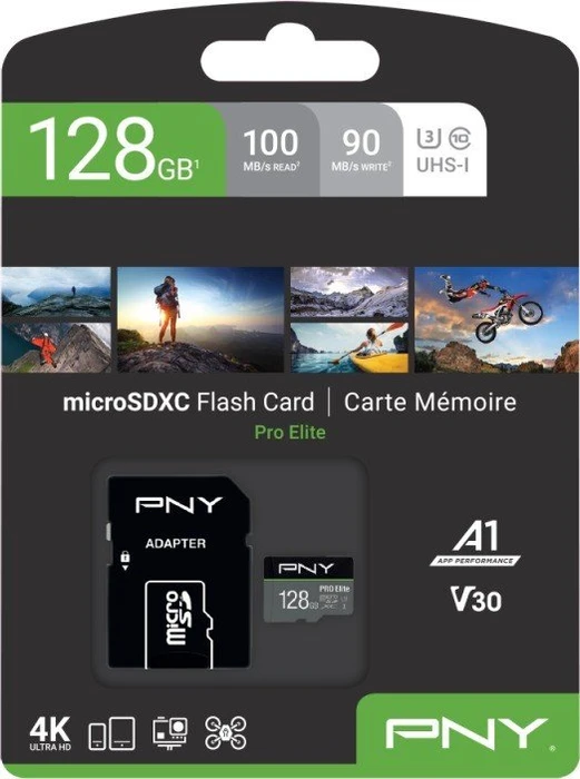 PNY Pro Elite R100/W90 128GB Kit, UHS-I U3, A1, Class 10