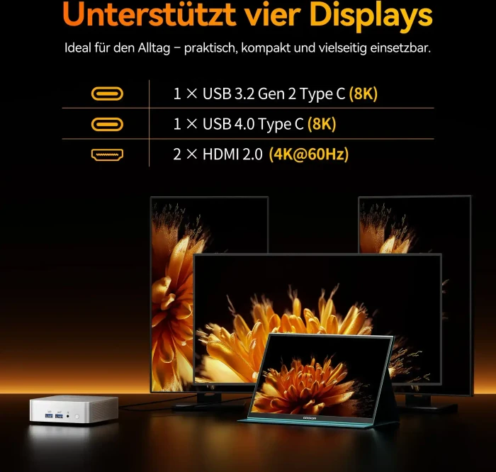 Geekom A8, Ryzen 7 8745HS, 16GB RAM, 1TB SSD