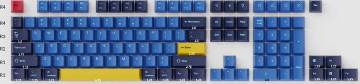 Keychron OEM Dye-Sub Keycap-Set Beach - Version B, Kunststoff (PBT), Beach, blau/gelb, 114 Tasten, ANSI-US
