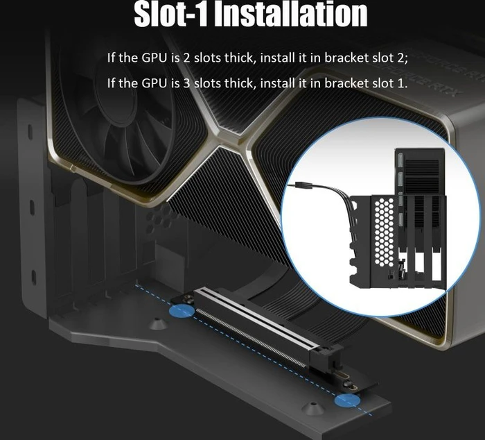 Glotrends Vertical Graphics Card Support Bracket, 3-Slot, gewinkelt, PCIe 5.0, 150mm, schwarz