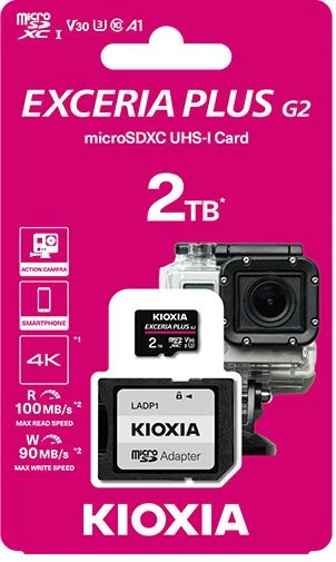 KIOXIA EXCERIA PLUS G2 R100/W90 2TB Kit, UHS-I U3, A1, Class 10