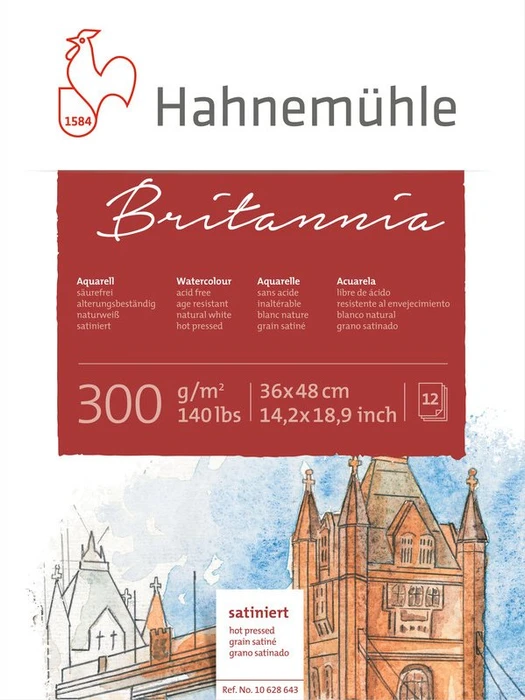 Hahnemühle Britannia Aquarell Zeichenpapier satiniert, 360x480mm, 12 Blatt