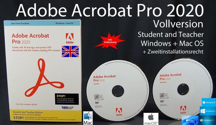 Adobe Acrobat Pro 2020, EDU (englisch) (PC/MAC)