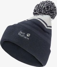 Jack Wolfskin Stripy Pompom Beanie dark navy (Junior)