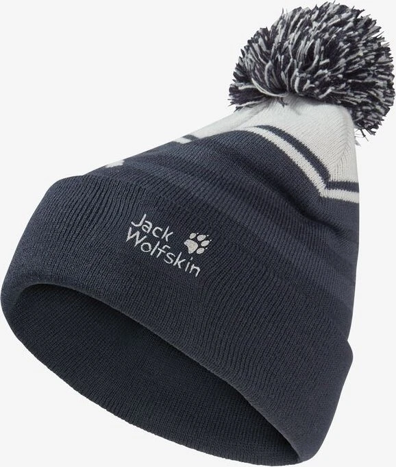 Jack Wolfskin Stripy Pompom Beanie dark navy (Junior)