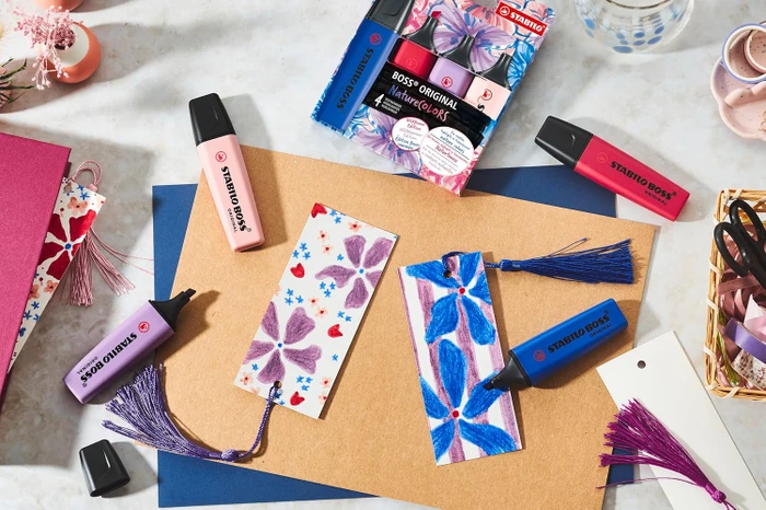 STABILO Boss Original NatureColors Wildflower Edition rouge/ultramarinblau/grauviolett/burgunderrot, 4er-Set