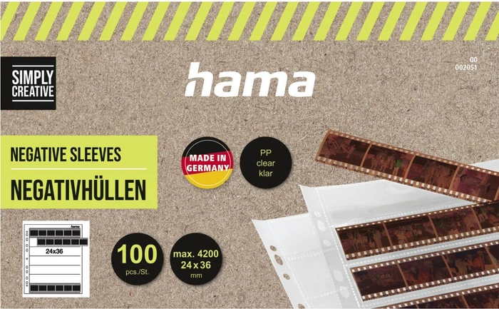 Hama 7x6 Streifen 24x36mm PP Negativ-Hüllen, 100 Stück