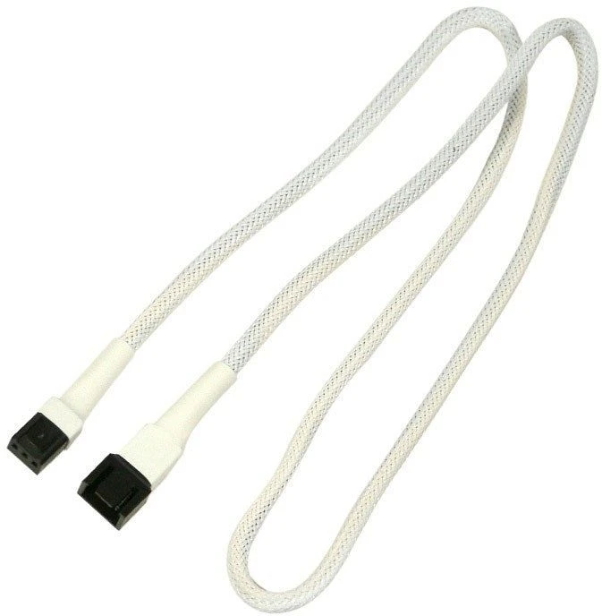 Nanoxia 3-Pin Verlängerung, sleeved, 60cm, weiß
