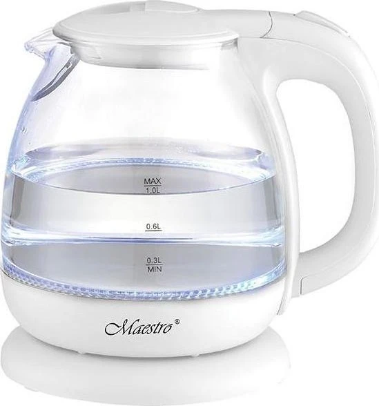 Maestro MR-055 1l Glas-Wasserkocher weiß