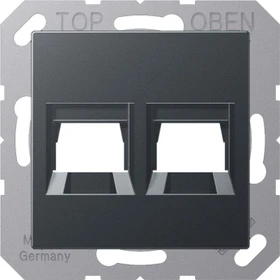 Jung Abdeckung (gerastet) für Modular-Jack-Steckbuchsen, 2fach, UMA-CAT6A, RADIALL, Panduit, Assmann, Thermoplast, Serie AS, anthrazit matt