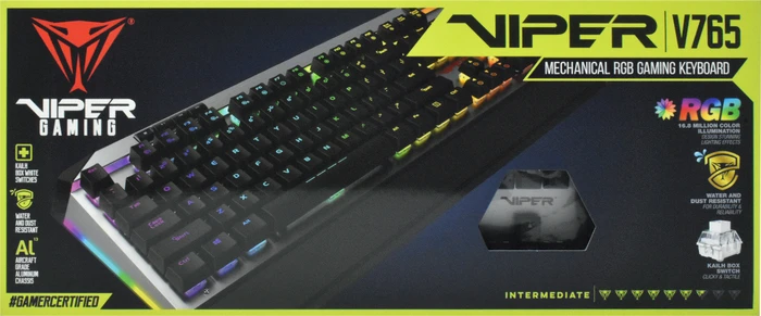 Patriot Viper V765 Mechanical RGB Keyboard, Kailh Box WHITE, US
