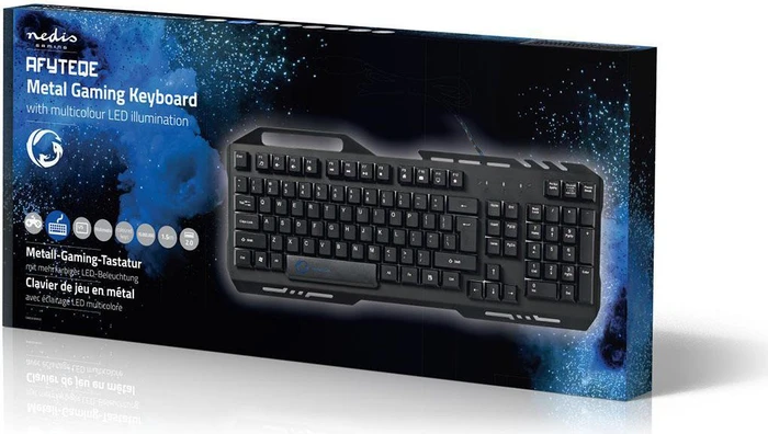 Nedis Gaming Tastatur, schwarz, LEDs RGB, USB, US