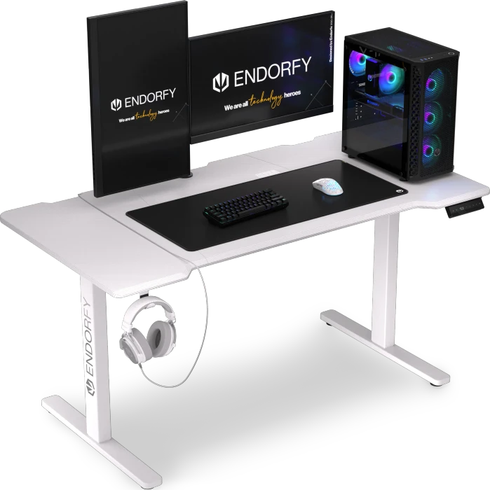 Endorfy Atlas L Electric elektrisch höhenverstellbarer Sitz-Steh-Schreibtisch 150x78cm Onyx White/weiß