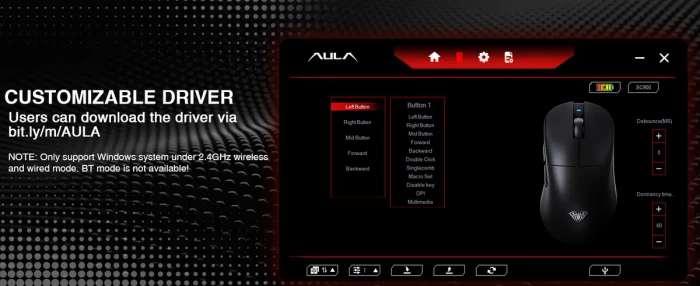 Aula SC900 Pro Gaming Mouse schwarz, USB/Bluetooth