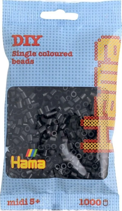 Hama midi Beutel mit Perlen 1000 Stück schwarz