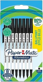 Paper Mate Kilometrico Kugelschreiber (Mine) schwarz/weiß, 8er-Pack