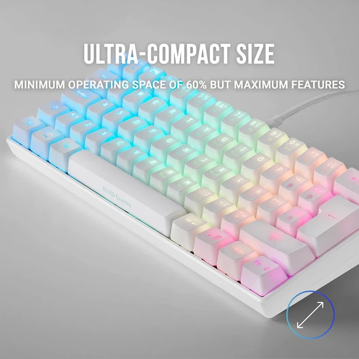 Mars Gaming MKMINI, LEDs RGB, weiß, Gaote Outemu BROWN, USB, ES