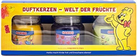 Haribo Frucht Power Duftkerze-Variation, 3 Stück
