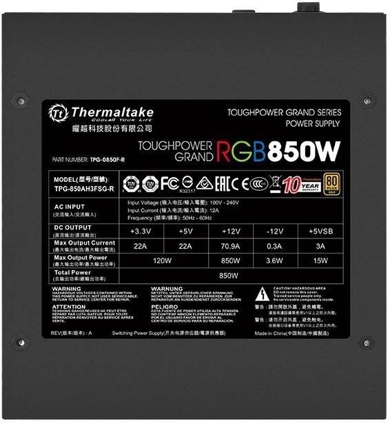 Thermaltake ToughPower Grand RGB Gold 850W, ATX 2.4