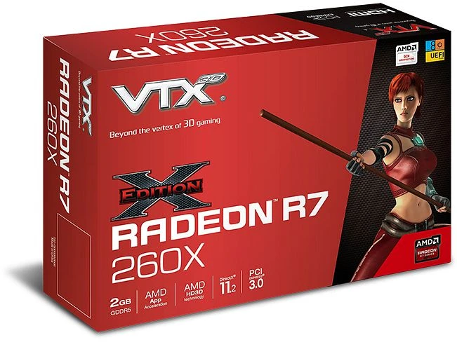 VTX3D Radeon R7 260X X-Edition V2, 2GB GDDR5, 2x DVI, HDMI, DP