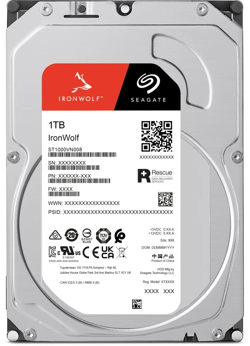 Seagate IronWolf NAS HDD +Rescue 1TB, 24/7, 512e / 3.5" / SATA 6Gb/s