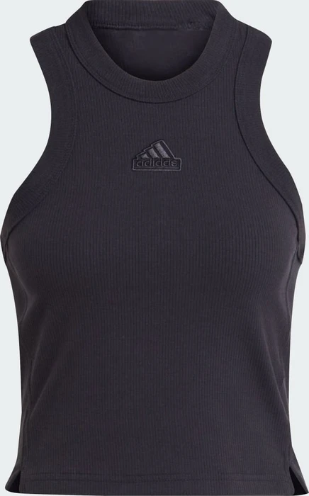 adidas Lounge Ribbed Crop Funktionsshirt ärmellos schwarz (Damen)