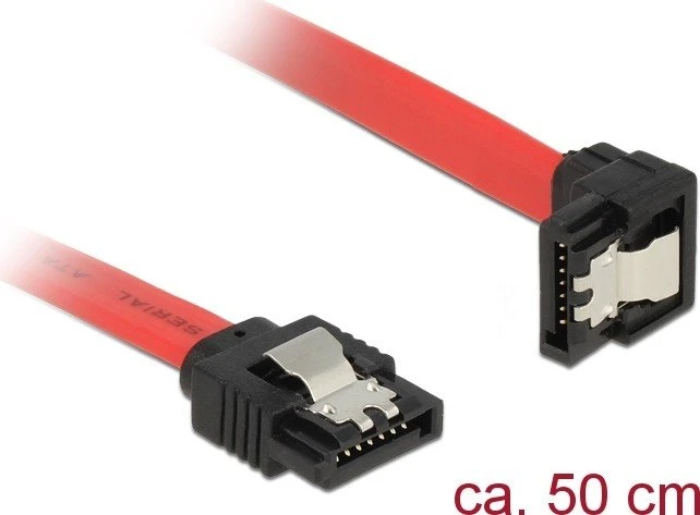 DeLOCK SATA 6Gb/s Kabel rot 0.5m, unten gewinkelt