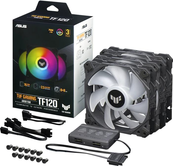 ASUS TUF Gaming TF120 ARGB, LED-Steuerung, 120mm, 3er-Pack
