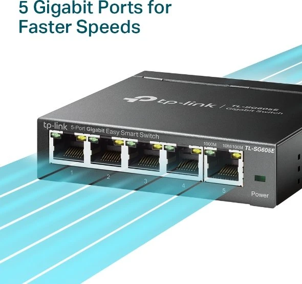 TP-Link TL-SG605E Desktop Gigabit Smart Switch, 5x RJ-45