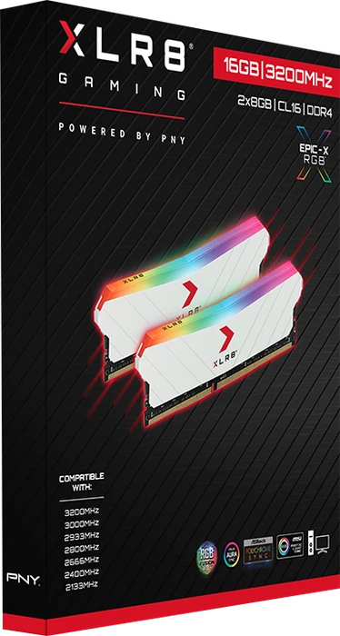 PNY XLR8 Gaming Epic-X RGB White Edition UDIMM 16GB Kit, DDR4-3600, CL18