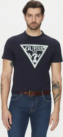 Guess Logo-Dreieck T-Shirt kurzarm dunkelblau (Herren)