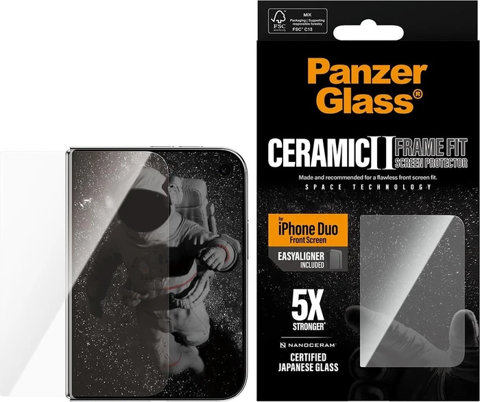 PanzerGlass Ceramic Front Screen Protector Frame Fit with EasyAligner für Apple iPhone Duo