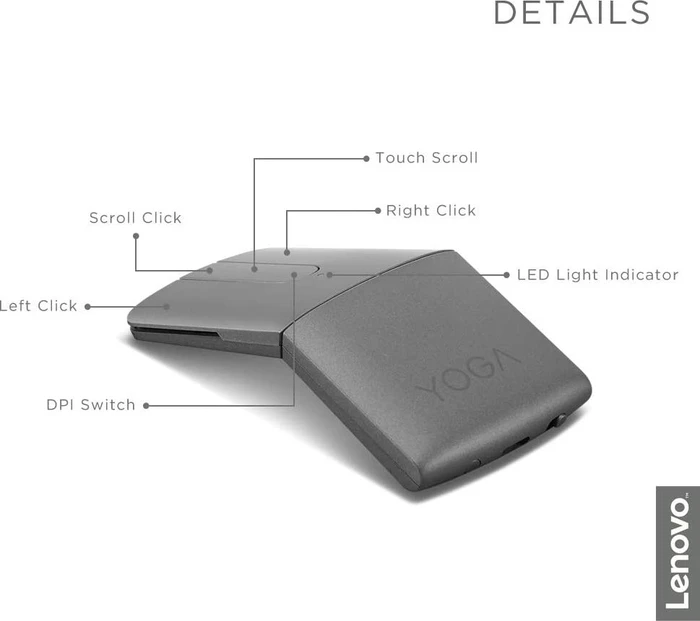 Lenovo Yoga Maus mit Laser-Presenter grau, USB/Bluetooth