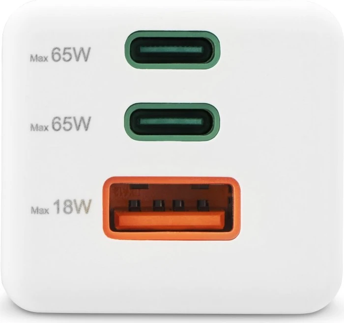 Hama Schnellladegerät GaN 2x USB-C 1x USB-A Mini-Ladegerät PD 65W weiß