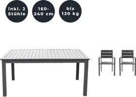 Home Deluxe Casa Madera Gartenmöbel-Set anthrazit, 3-tlg.
