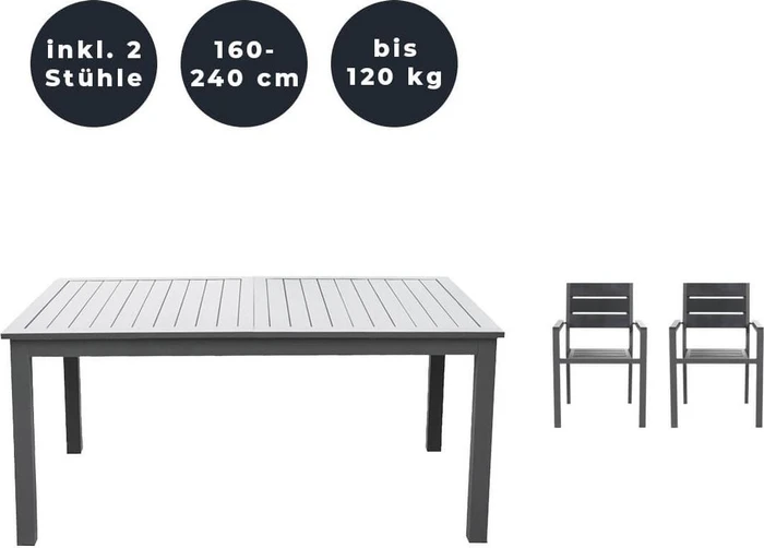 Home Deluxe Casa Madera Gartenmöbel-Set anthrazit, 3-tlg.