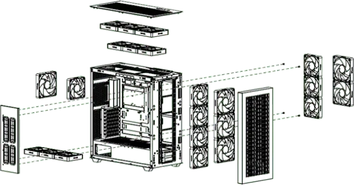 Thermaltake AX500, schwarz, Glasfenster