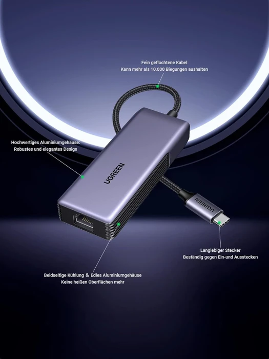 Ugreen USB-C 5G LAN Adapter, USB-C 3.1 [Stecker]