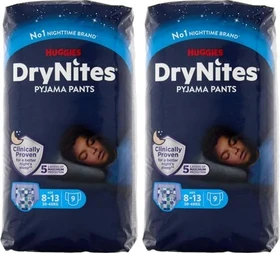 Huggies DryNite Boys Einwegwindel, 8-15J, 24-57kg, 27 Stück (3x 9 Stück)