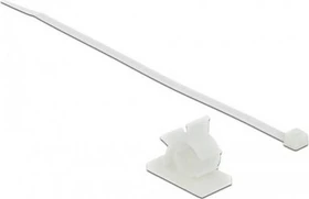 DeLOCK Kabelklemme 37x18mm, mit Kabelbinder, 4.8mm, 300mm, weiß, 10 Stück