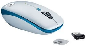 Logitech V550 Nano Cordless Laser Mouse grau/blau, USB